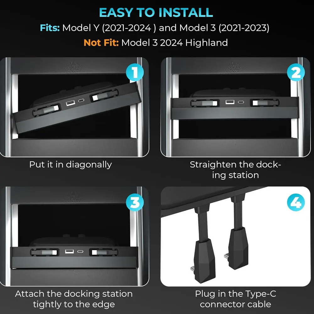 Center Console Docking Charger with Retractable Cables